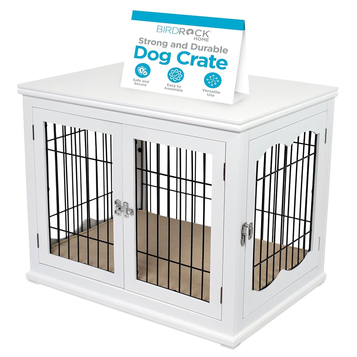 Decorative Dog Kennel with Pet Bed, Small Pet House, Double Door Indoor Crate
