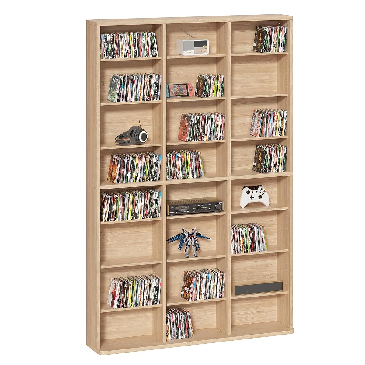 8 Tier Tall Display Cabinet, Natural Media Storage Cabinet11