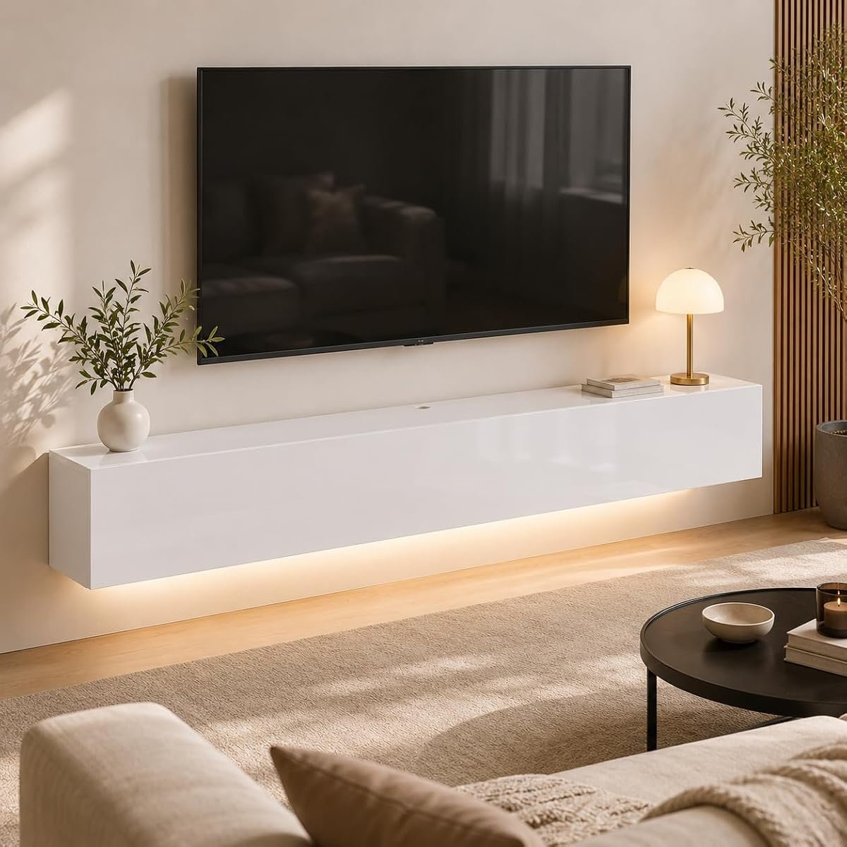 63" Floating TV Stands for Living Room w/ Storage, LED Entertainment Center