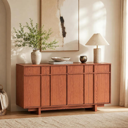 63" Sideboard Buffet Cabinet, Skeleton Lines Design, Cherry