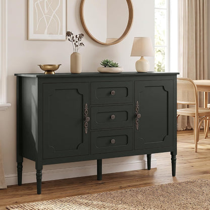 47" Buffet Cabinet with Storage, 3-Drawer Sideboard Cabinet, Green