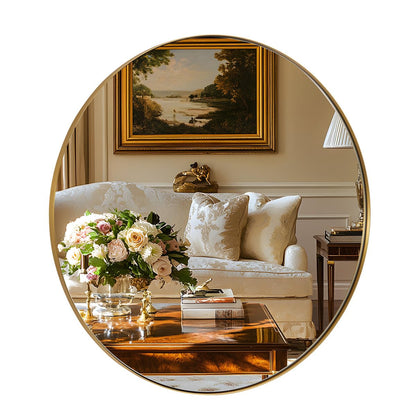 Round Gold Mirror 30 inch, Brass Mirror with Brushed Gold Frame, Wall Mounted Stainless Steel Metal Frame Round Mirror for Bathroom, Living Room, Bedroom