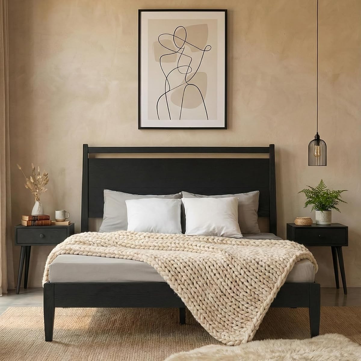 Adept Wooden Bed Frame with Headboard