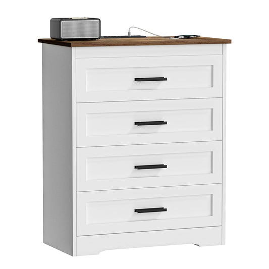 Farmhouse 4 Drawers Dresser for Bedroom Rustic Chest of Drawers with Natural