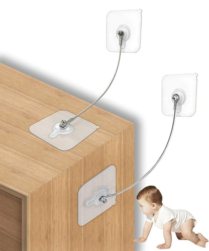 10 Pack, 8 inches Furniture Anchors Kit for Baby Proofing, Adhesive TV Safety Straps Use to Prevent Falling and Anti Tip, No Drill Dresser Or Cabinet to Wall Anchors ()