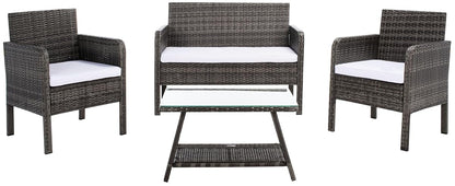 Aboka Grey Brown/White Cushions Outdoor Patio Set