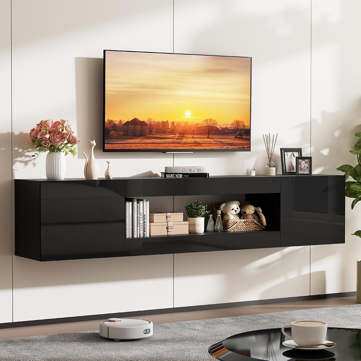 70" Floating TV Stand Wall Mounted with Storage for TVs Up to 80"