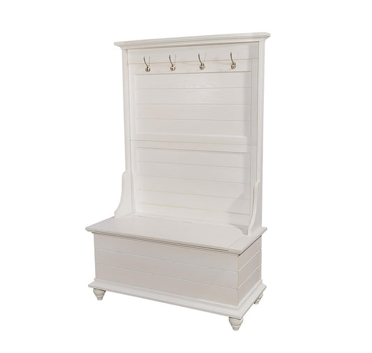 Powell Furniture Hall Tree, White, 40.1/2" x 18" x 64"