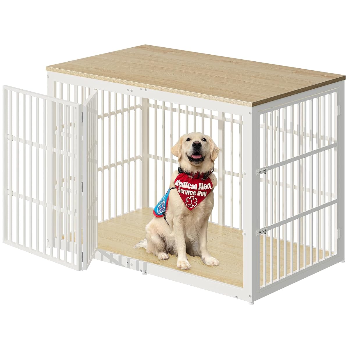 54" Dog Crate Furniture with Foldable Door, Natural Beech