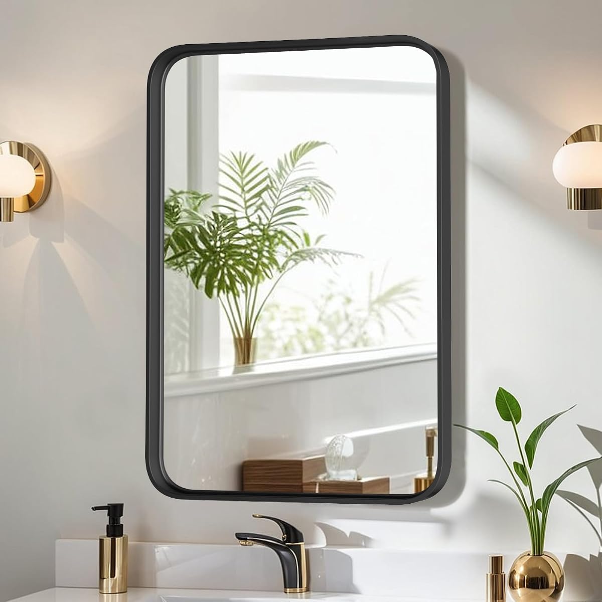 Bathroom Mirror for Wall, 30x22 Inch Rounded Rectangle Mirror