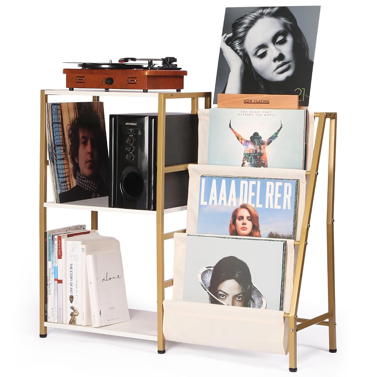 Stand for Record Player, 3 Tier Vinyl Record Storage with Now Playing Holder