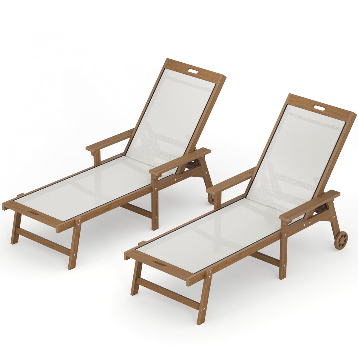 Lounge Chair Outdoor Set of 2,HDPS & HDPE Wicker Adjustable Chaise