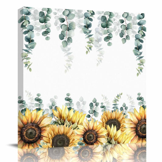 Sunflower Eucalyptus Wall Art Decor for Living Room Bedroom Kitchen Office Hotel