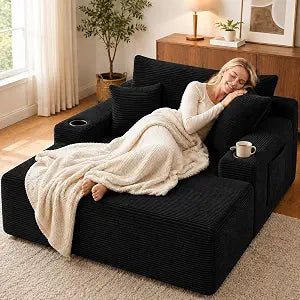 65.4" Boneless Cloud Couch Sofa, Corduroy Upholstered Loveseat in a Box, view 2