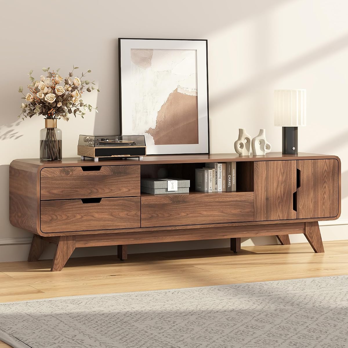 Mid Century Modern TV Stand for 65 Inch TV
