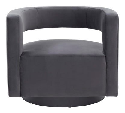 SAFAVIEH Couture Collection Edgar Dark Grey Velvet/Silver Swivel Chair (Fully Assembled)