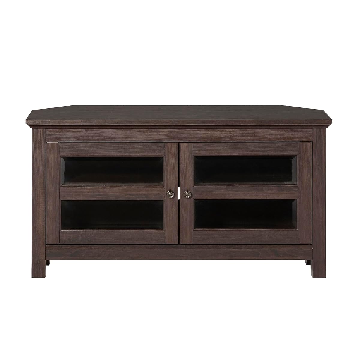 Modern Farmhouse Wood Corner Universal TV Stand for TV's up to 50" Flat Screen Living Room Storage Entertainment Center, 44 Inch, Espresso Brown
