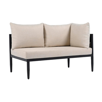 SAFAVIEH Outdoor Patio Furniture Collection - Harrison 3-Piece Corner Sofa Set with Table, Black & Taupe, Modern Sectional Design (PAT7744A)
