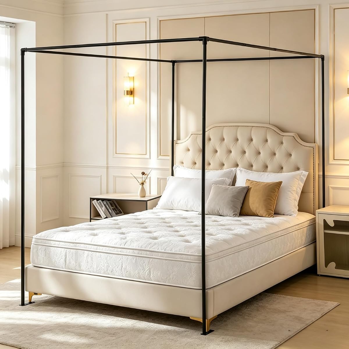 Canopy Bed Frame Full Size Four Corners Post Bed Canopy Frame with Removable