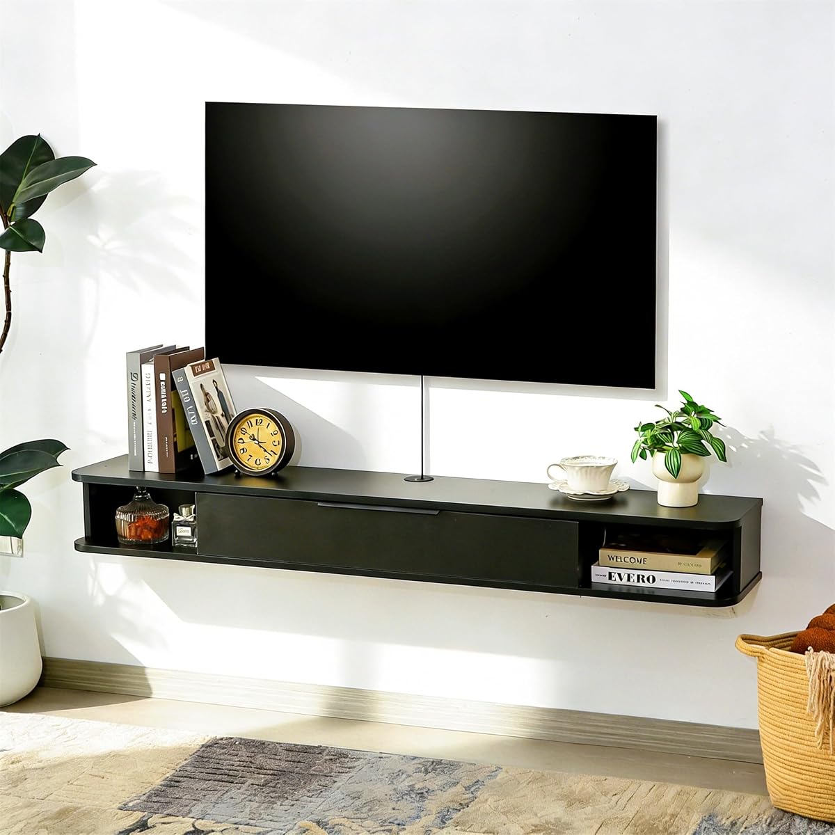 Floating TV Stand, 55" Wall Mounted TV Cabinet