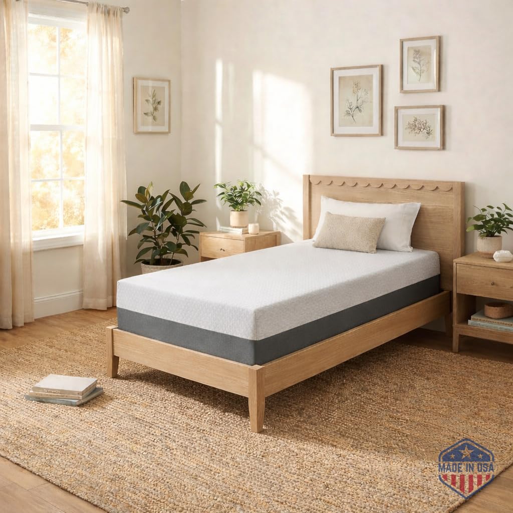 Twin Mattress 8 Inch, Cooling Gel Memory Foam Mattress in a Box, Firm Feel