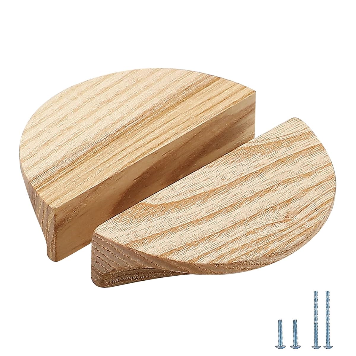 4.7 in-White Ash Wood 4 Pair Circular Wood Grain Cabinet Drawer Handles