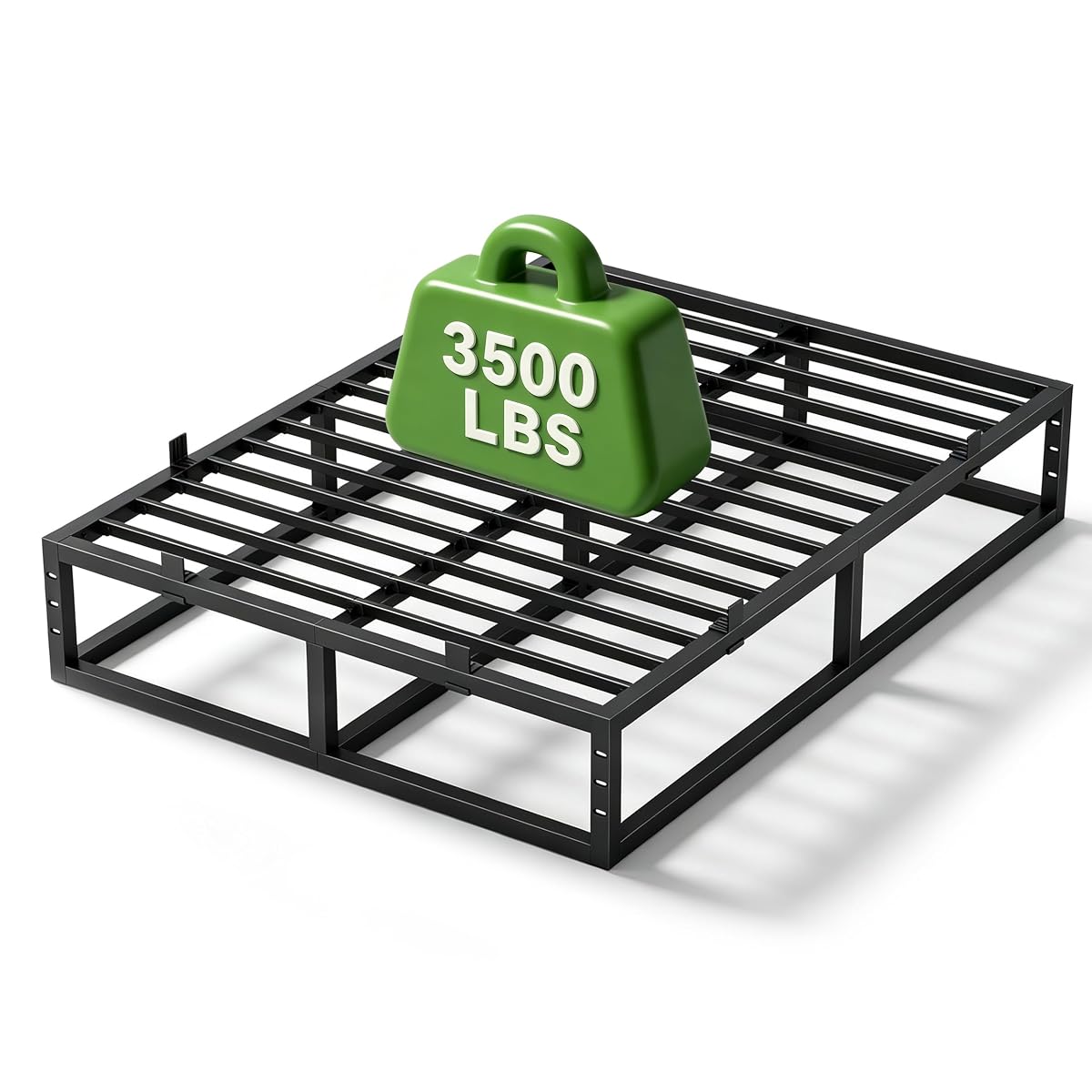 14 Inch Cal King Bed Frame,Metal Platform Upgrade Heavy Duty Base Black