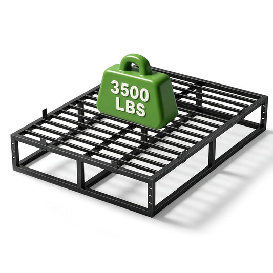 14 Inch Cal King Bed Frame,Metal Platform Upgrade Heavy Duty Base Black