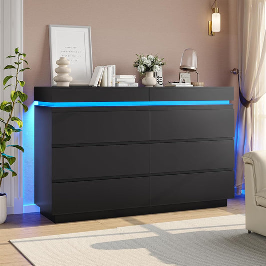 Modern 6 Drawer Dresser with Sliding Desktop
