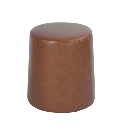 17" Organic Shape Ottoman - Chestnut Faux Leather