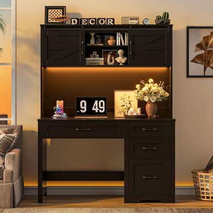 67" H Farmhouse Executive Desks with Charging Station