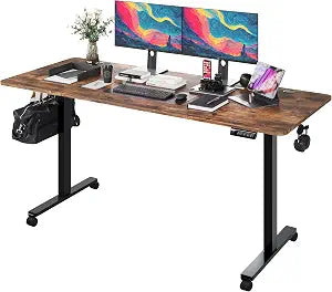 Large Electric Standing Desk 71“x31.5“ Height Adjustable,Brown, view 2