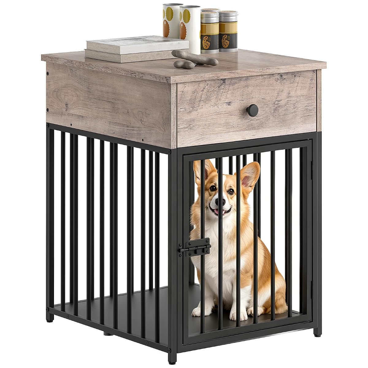 Dog Crate Furniture, Wooden Dog House, Decorative Dog Kennel with Drawer