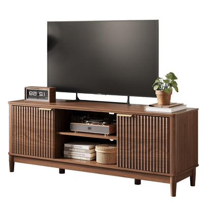 Mid Century Modern Fluted TV Stand for 65" TV, Walnut