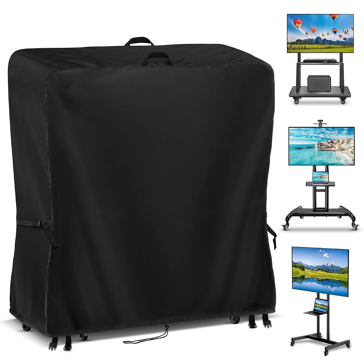 Outdoor TV Cover 32 Inch Weatherproof, Waterproof Outdoor TV Stand Covers For Mobile TV Carts With Floor Stand Base, TV Screen Protection Covers For Outside- 32”L x 14”W x 55”H(Cover Only)