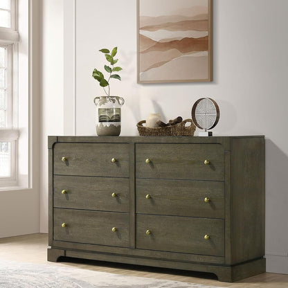 Dark 6 Drawer Dresser Cabinet