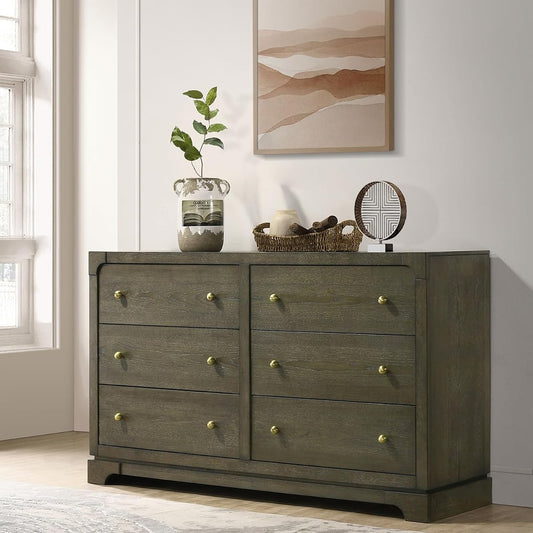 Dark 6 Drawer Dresser Cabinet