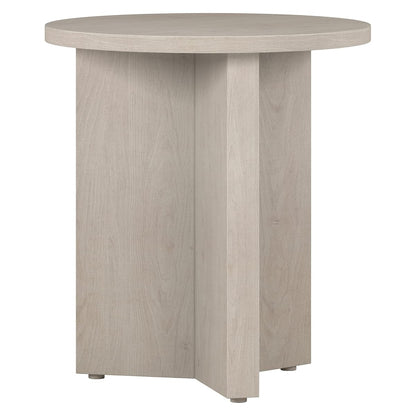 20" Round Side Table, Nightstand, End Table, Beech White | Scandinavian-inspired round end table with an X-base and clean lines for living rooms, offices, or bedrooms