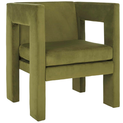 SAFAVIEH Home Collection Vidar Modern Olive Green Velvet Accent Chair