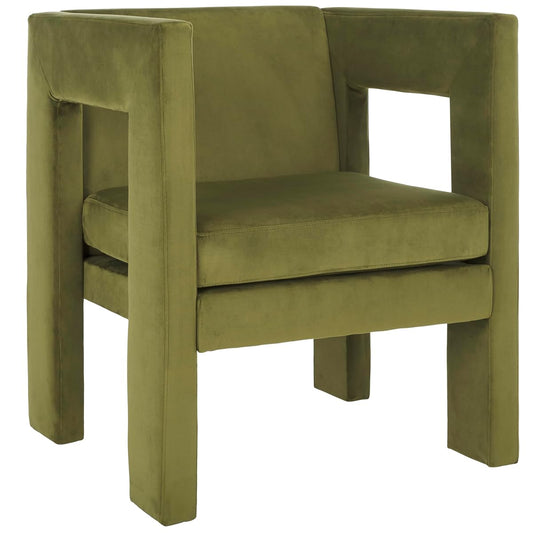 SAFAVIEH Home Collection Vidar Modern Olive Green Velvet Accent Chair