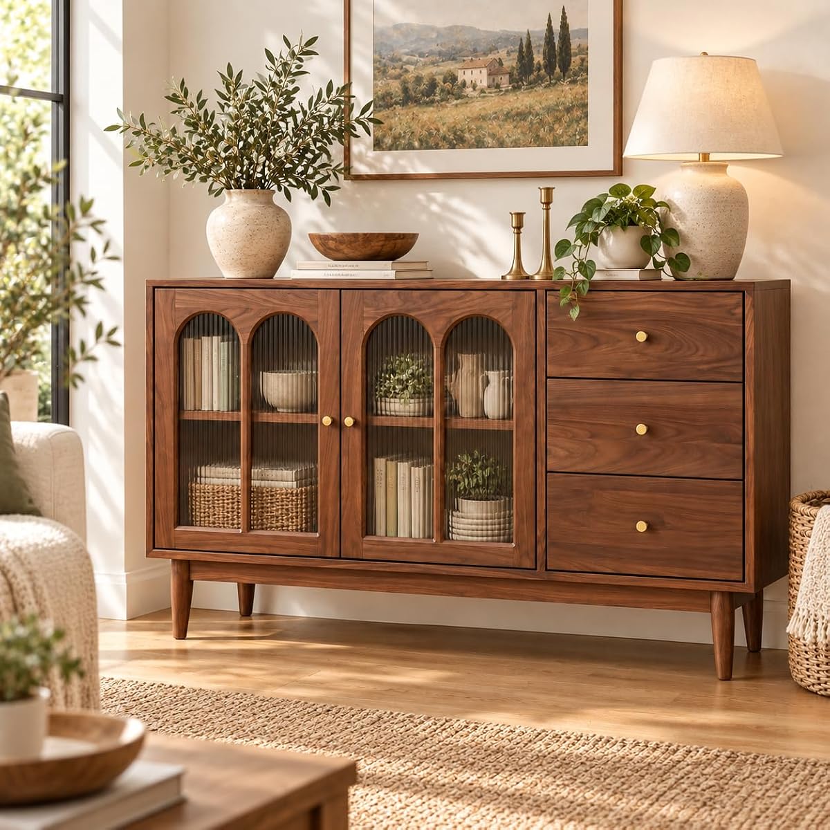 100% Solid Wood Storage Cabinet Kitchen Storage Sideboard Buffet Cabinet