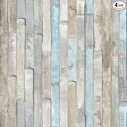 346-0644-4PK Decorative Self-Adhesive Film, Beach Wood, 17" x 78" Roll, 4-Pack