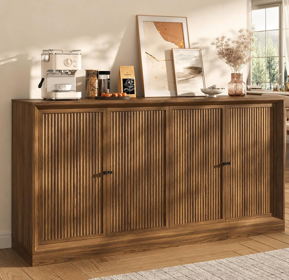 63” Fluted Sideboard Storage Cabinet