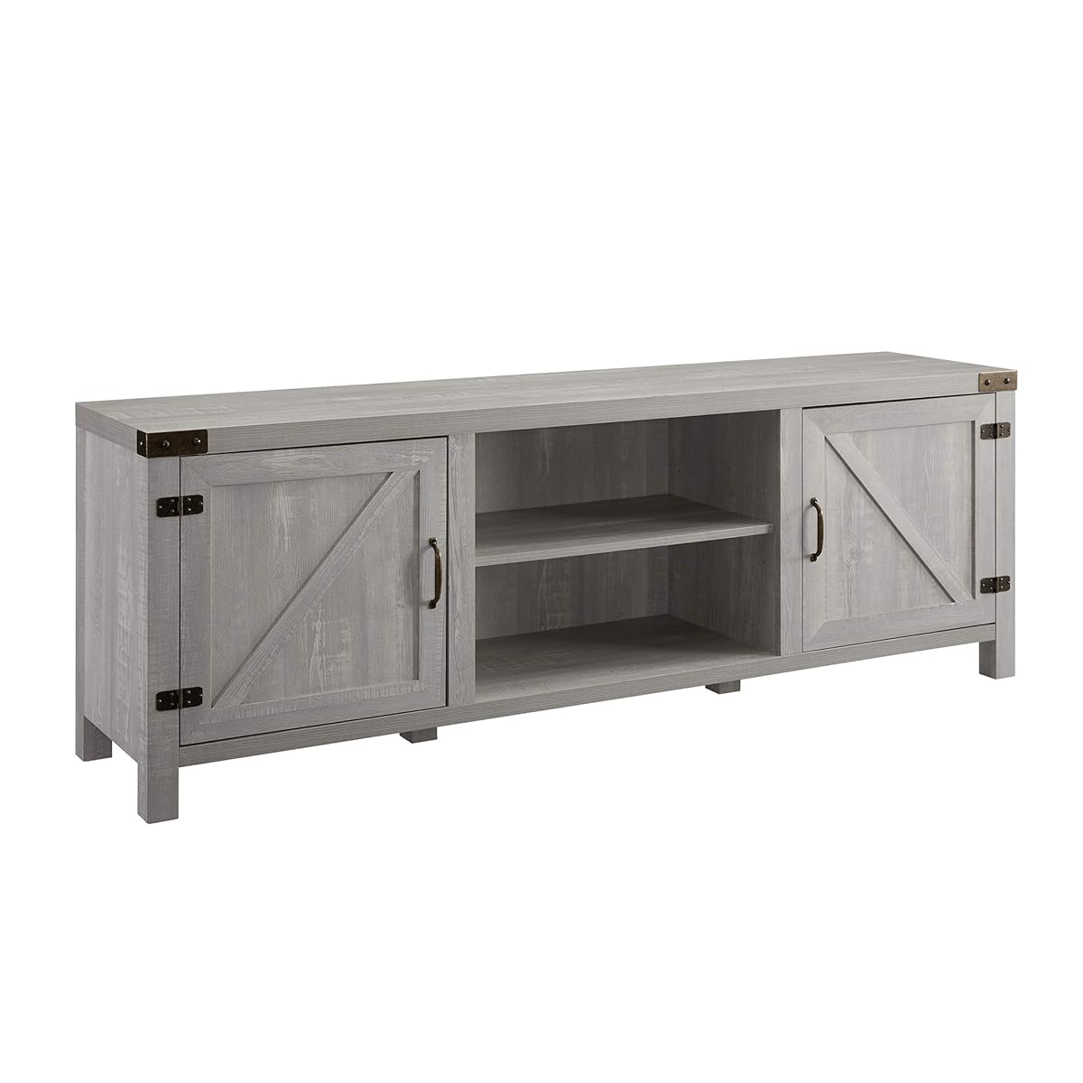 Georgetown Modern Farmhouse Double Barn Door TV Stand for TVs up to 80 Inches, 70 Inch, Stone Grey