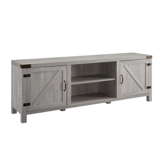 Georgetown Modern Farmhouse Double Barn Door TV Stand for TVs up to 80 Inches, 70 Inch, Stone Grey