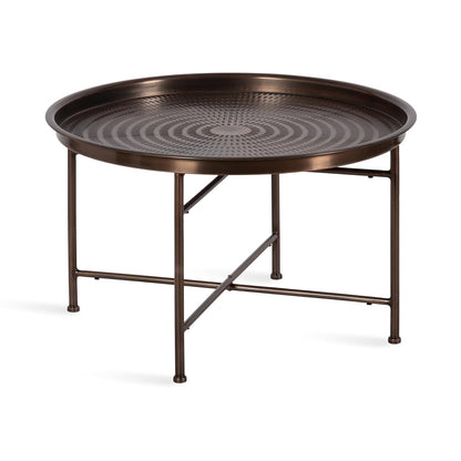 Mahdavi Modern Round Outdoor Coffee Table; 25 x 25 x 16; Bronze; Transitional Patio Coffee Table with Textured Top for Outdoor Furniture Decor