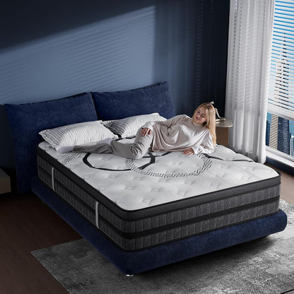 King Size Mattress, 14 Inch Hybrid King Mattress in a Box, Medium Firm