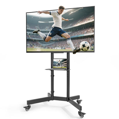 Upgraded Rolling TV Stand for 32-86 Inch TVs up to 200 lbs, Heavy Duty Mobile TV Cart with Laptop Shelf, Height Adjustable Portable TV Stands with Lockable Wheels, Max VESA 600x400mm