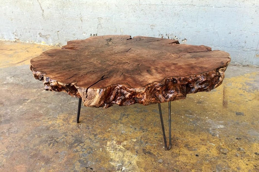 Unique Live Edge Crosscuts Epoxy Resin Coffee Table, 30 x 30 Inches, Customizable Color
