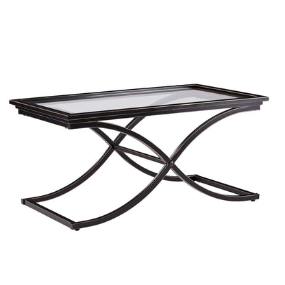 Vogue Cocktail Table - Black - Transitional Design, Black Glass and Wood - Ideal for Living Room, Family Room (CK9940)